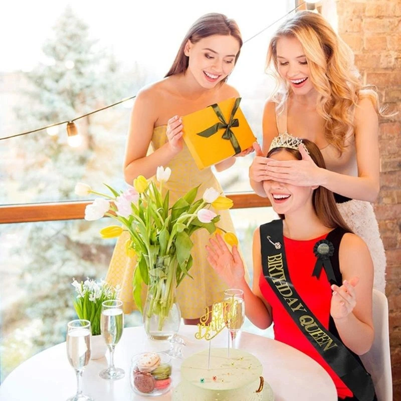 652F 誕生日ティアラと王冠 女性用 誕生日サッシュ 女の子用 誕生日装飾