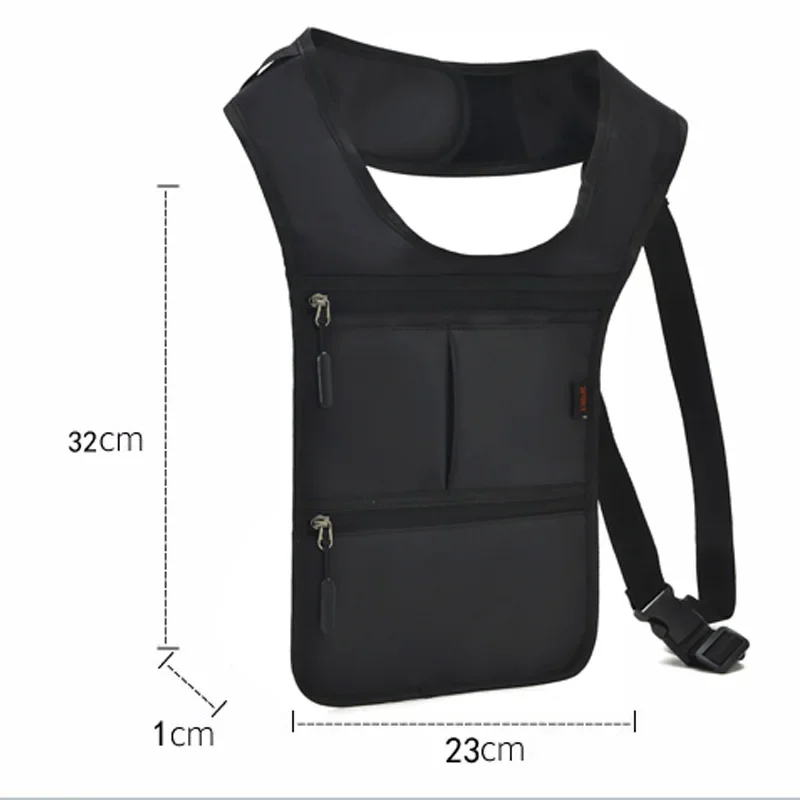 패션 캐주얼 남성용 전술 허리 가방 겨드랑이 가방 경량 나일론 밀착형 숨겨진 조끼 가방 기능성 남성용 휴대폰 가방