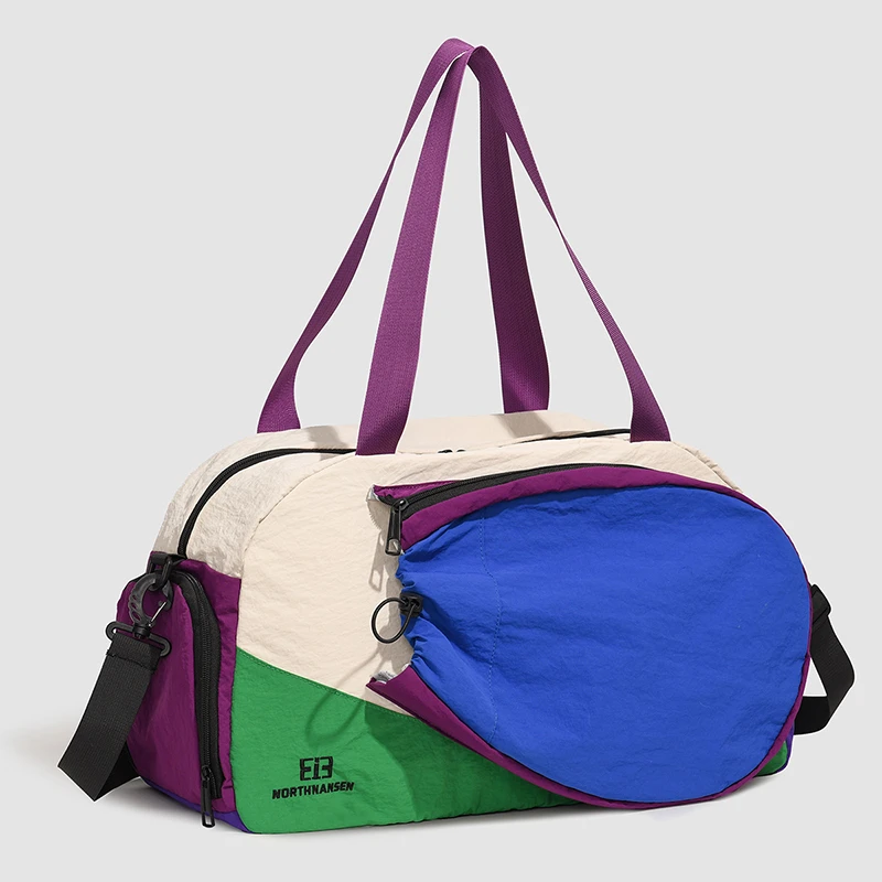 2026 New Color Block Sports Gym Bag Men Women Large Capacity Travel Duffle Bag Compartment Weekend Overnight Badminton Bag