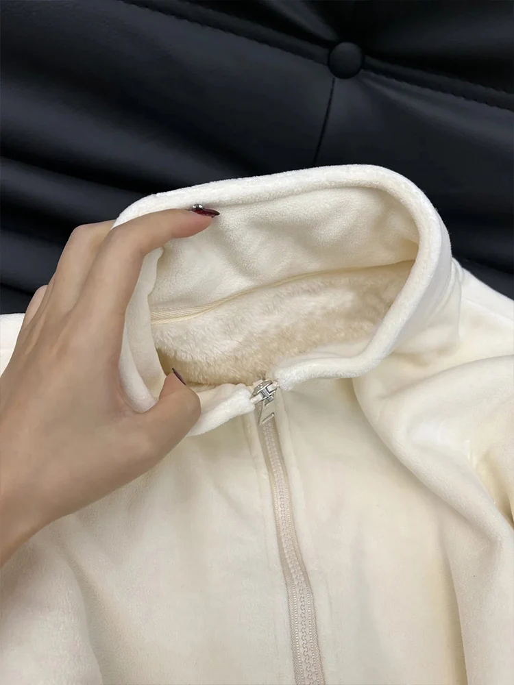 Cappotto interno in lana Thiened Fce Jaet da donna Caldo Sli Pendolarismo Sle Chiusura con cerniera Lungo Sve Capispalla in puro colore