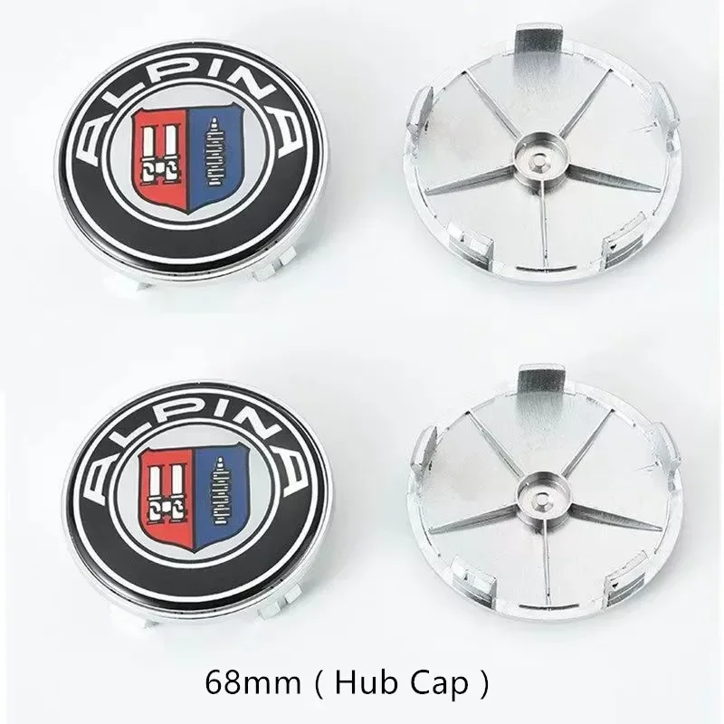 1-7pcs ALPINA car Front Hood Emblem 82mm+Rear Badge 74mm+Hub Cente Cap Rims 68mm+steering Wheel sticker 45mm styling Accessories