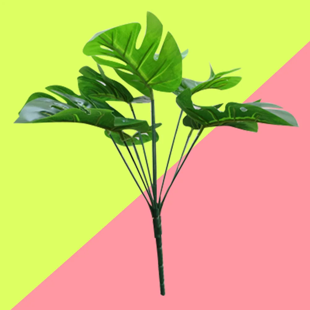 Ghirlanda verde a 9 teste Foglia artificiale di Monstera Foglie tropicali Decorazione Simulazione finta per ufficio domestico