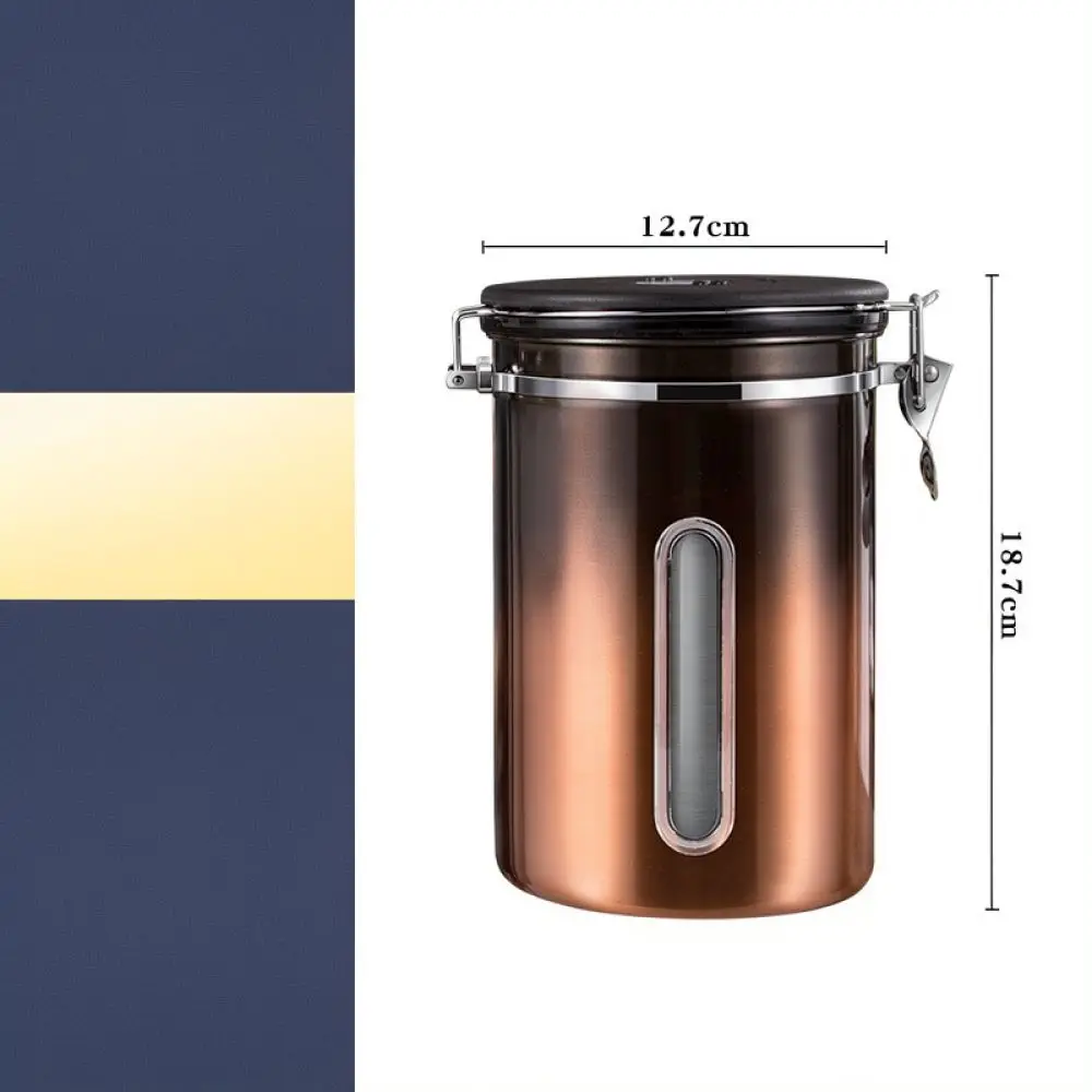 Vacuum Seal Coffee Canister With One Way Valve Stainless Steel Food Storage Jar Clear Window For Kitchen Organization