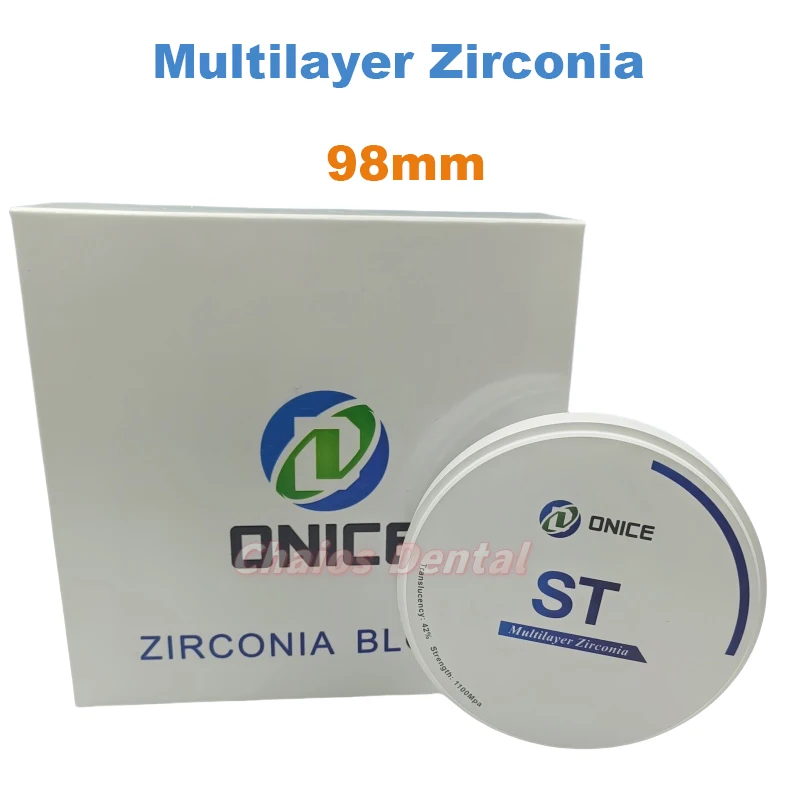 1Pcs /Box ONICE ST-ML Multilayer Zirconia Blocks Dental Multilayer Zirconia Blank Disc CAD CAM Dental Lab Use 98mm