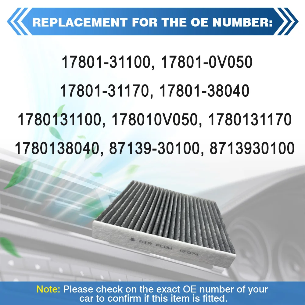 2pc For Lexus GS200t GS300 IS300 IS350 RC200t RC300 Engine Air Filter& Activated Carbon Cabin Air Filter 17801-31100 87139-30100