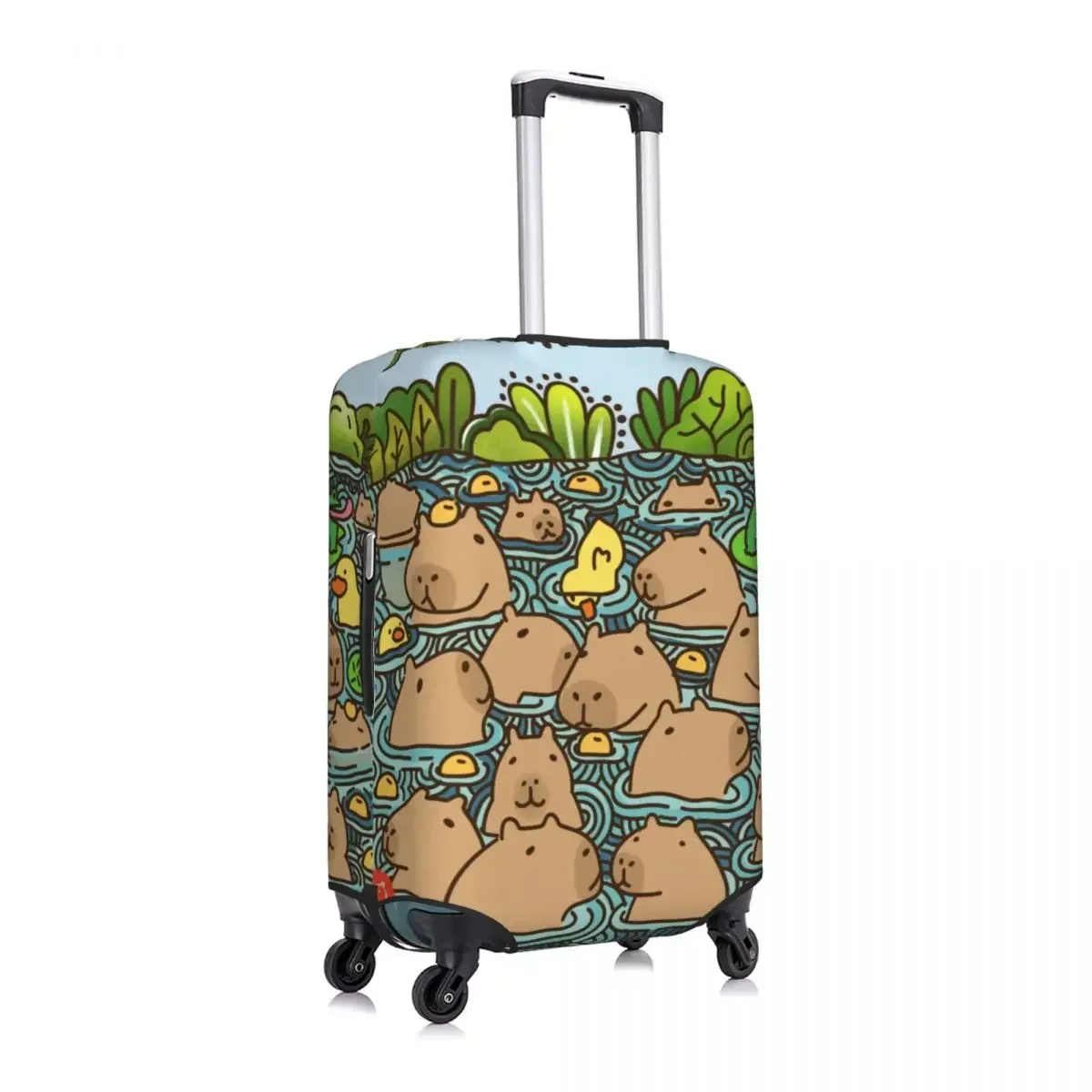 Custom A Pond Full Of Capybara Luggage Cover Cute Suitcase Protector Covers Suit For 18-32 inch