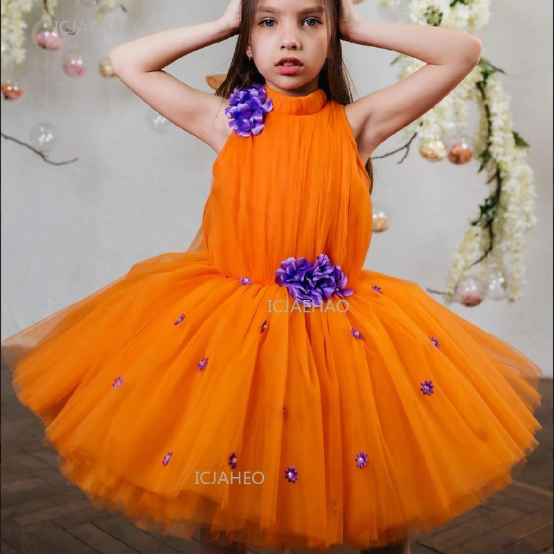 Party Dresses Girls Halter Neck Princess Party Dress Evening Gown Birthday Formal Host Pageant Show Piano Recital Performance