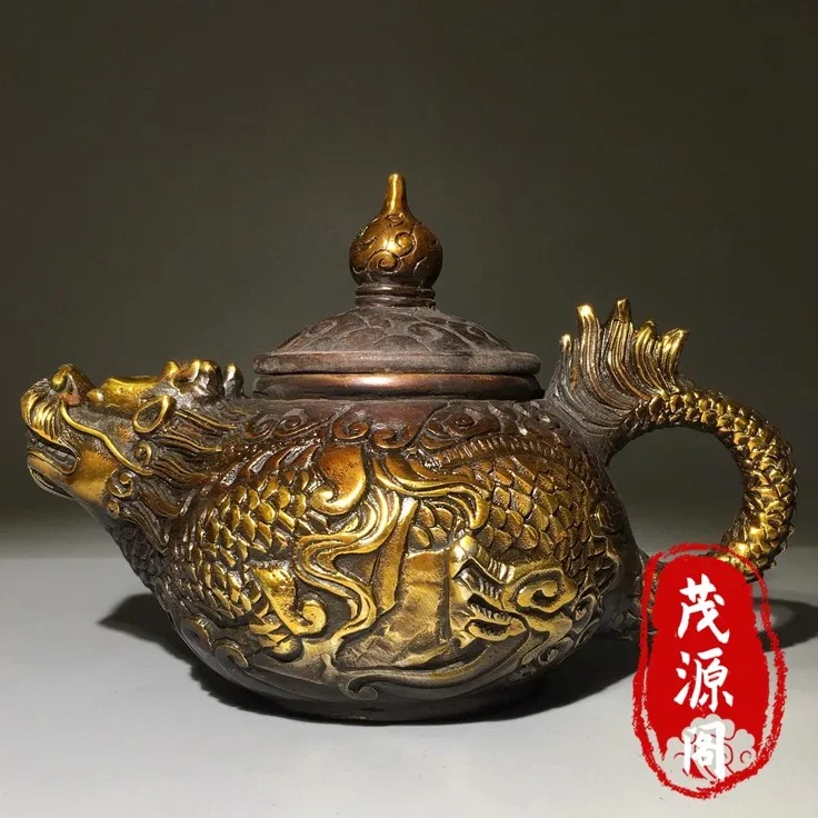 chinese-old-bronze-dragon-teapot-good-condition-antique-pot-home-art-decoration-metal-crafts-christmas-holiday-gifts