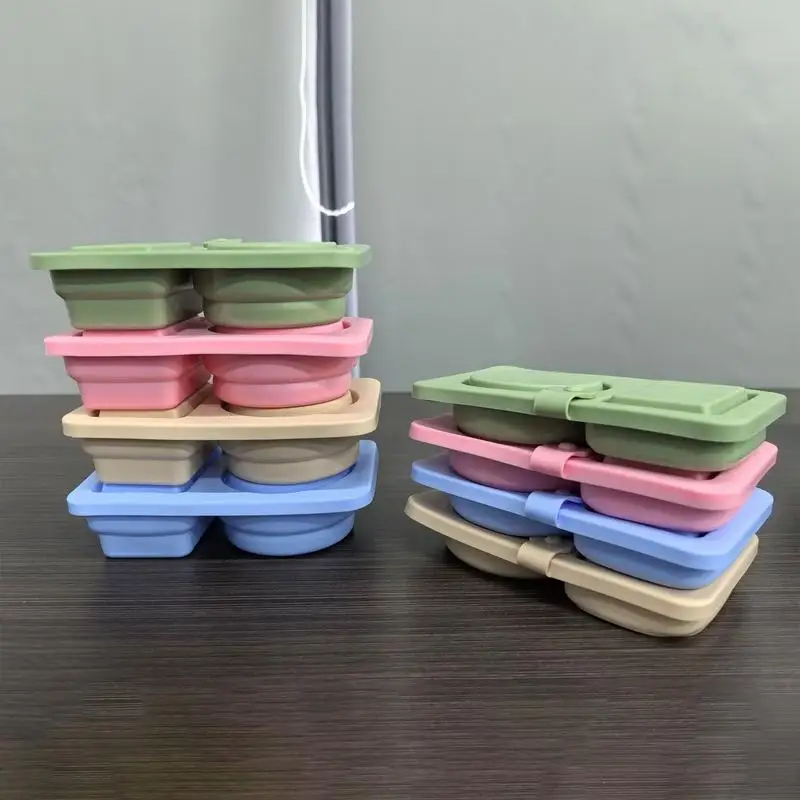 Snack Prep Containers Snack Pack Containers With Lids 4 Pieces Double Compartment Organizer Food Storage Silicone Snackle Box