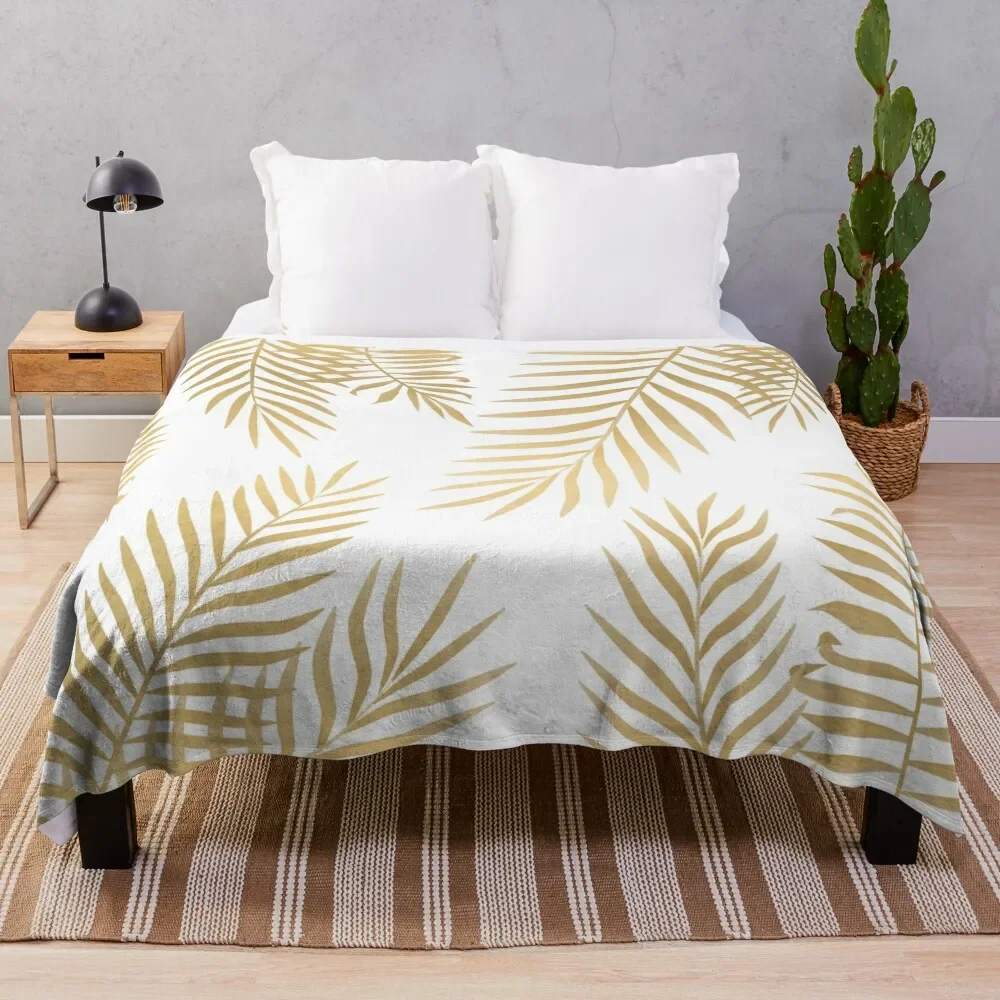 Gold palm leaves Throw Blanket Weighted Fluffy Softs for sofa Blankets For Bed Blankets