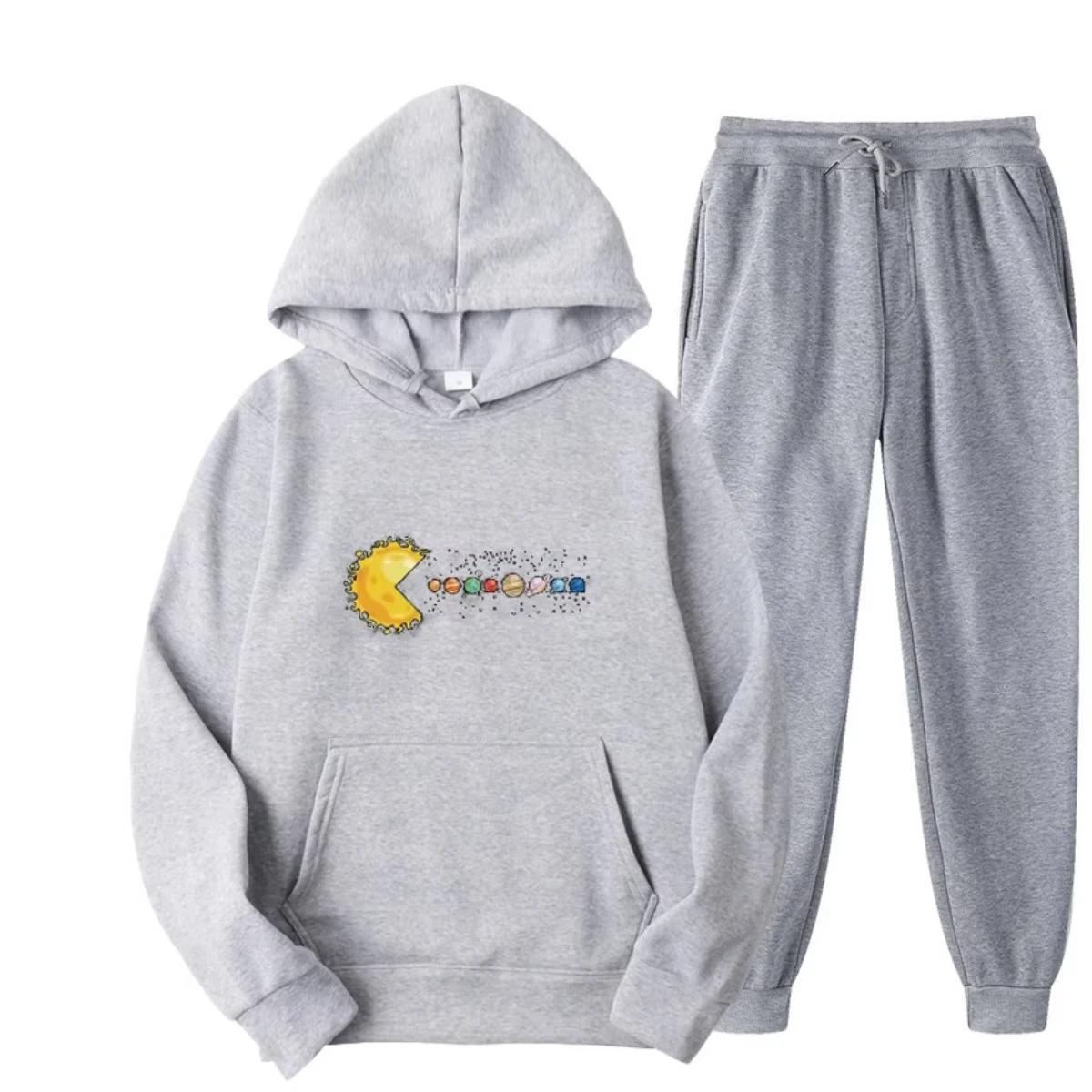

Men's 2025 New Hot 100_ Pure Cotton Autumn and Winter Loose and Comfortable Casual Solar System Planets Printed Hoodie Set