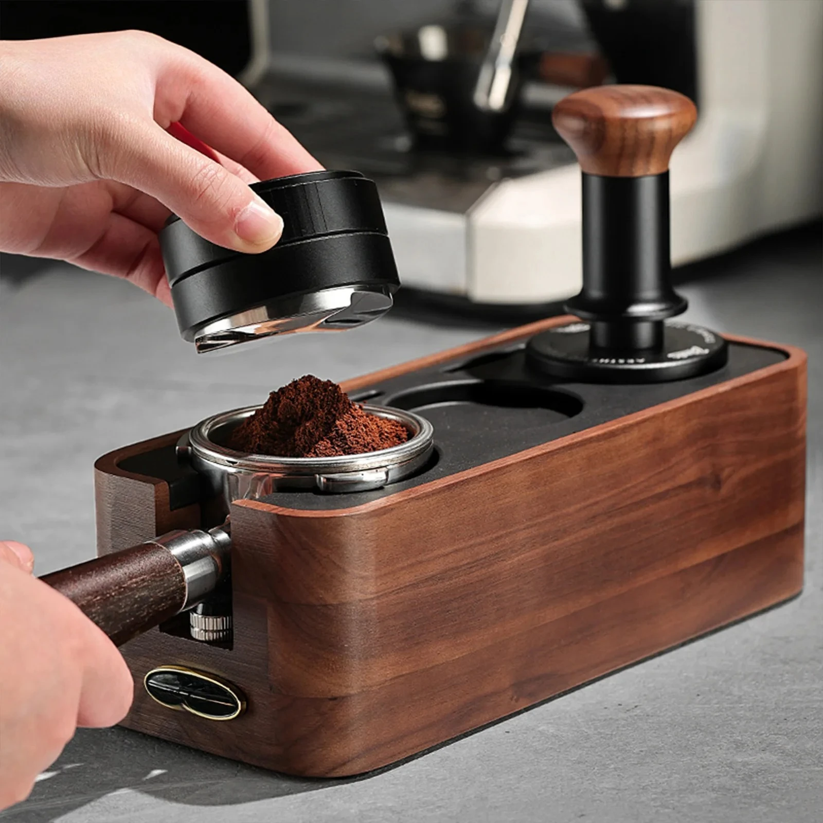 30Ib Constant Pressure Coffee Tamper & Distributor with Tamping Base Espresso Tamper Set Home Barista Accessories