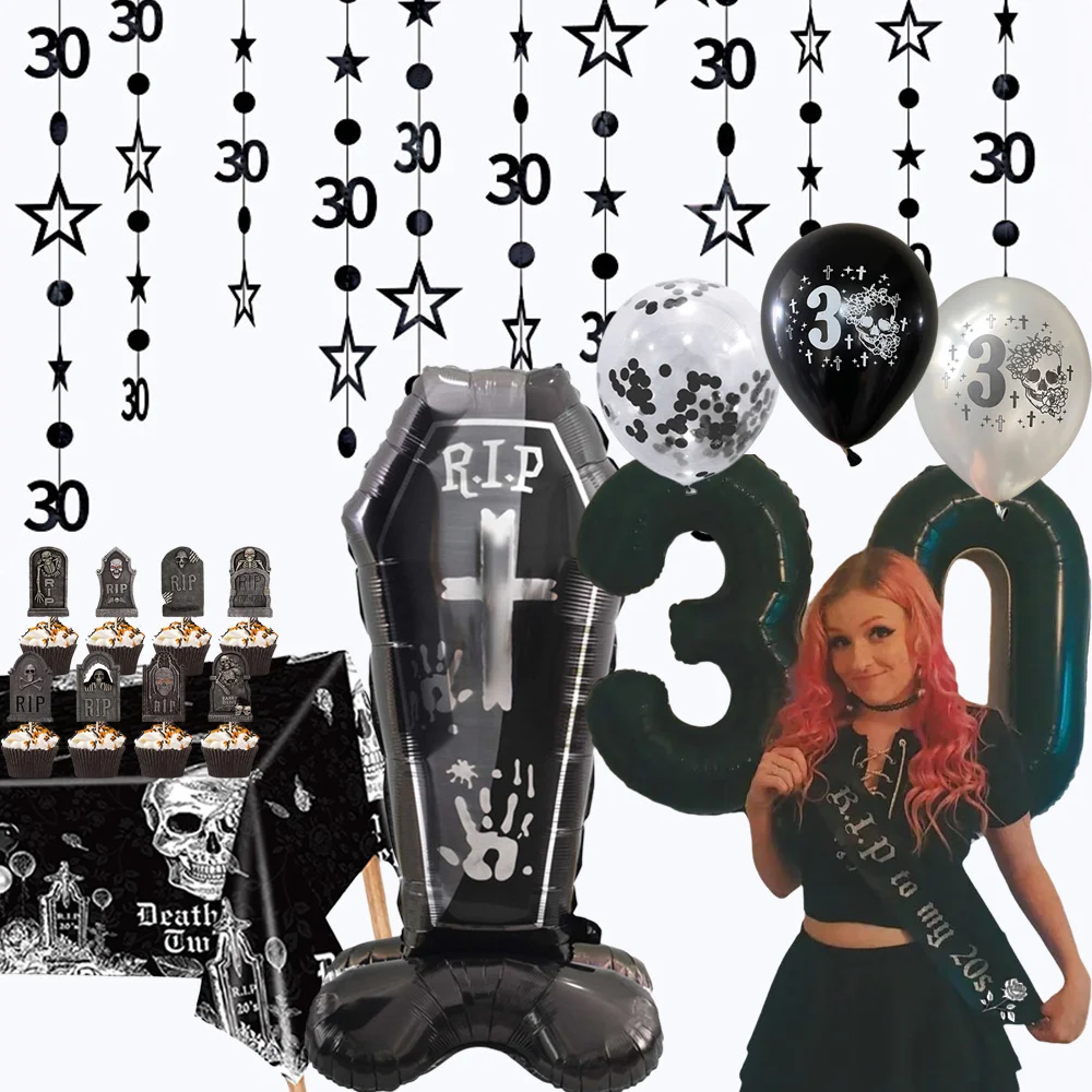 RIP to My 20s Birthday Rip my twenties Balloon Cake Toppers Banner Tablecloth Death to my 20s 30 th Birthday Funeral Decorations
