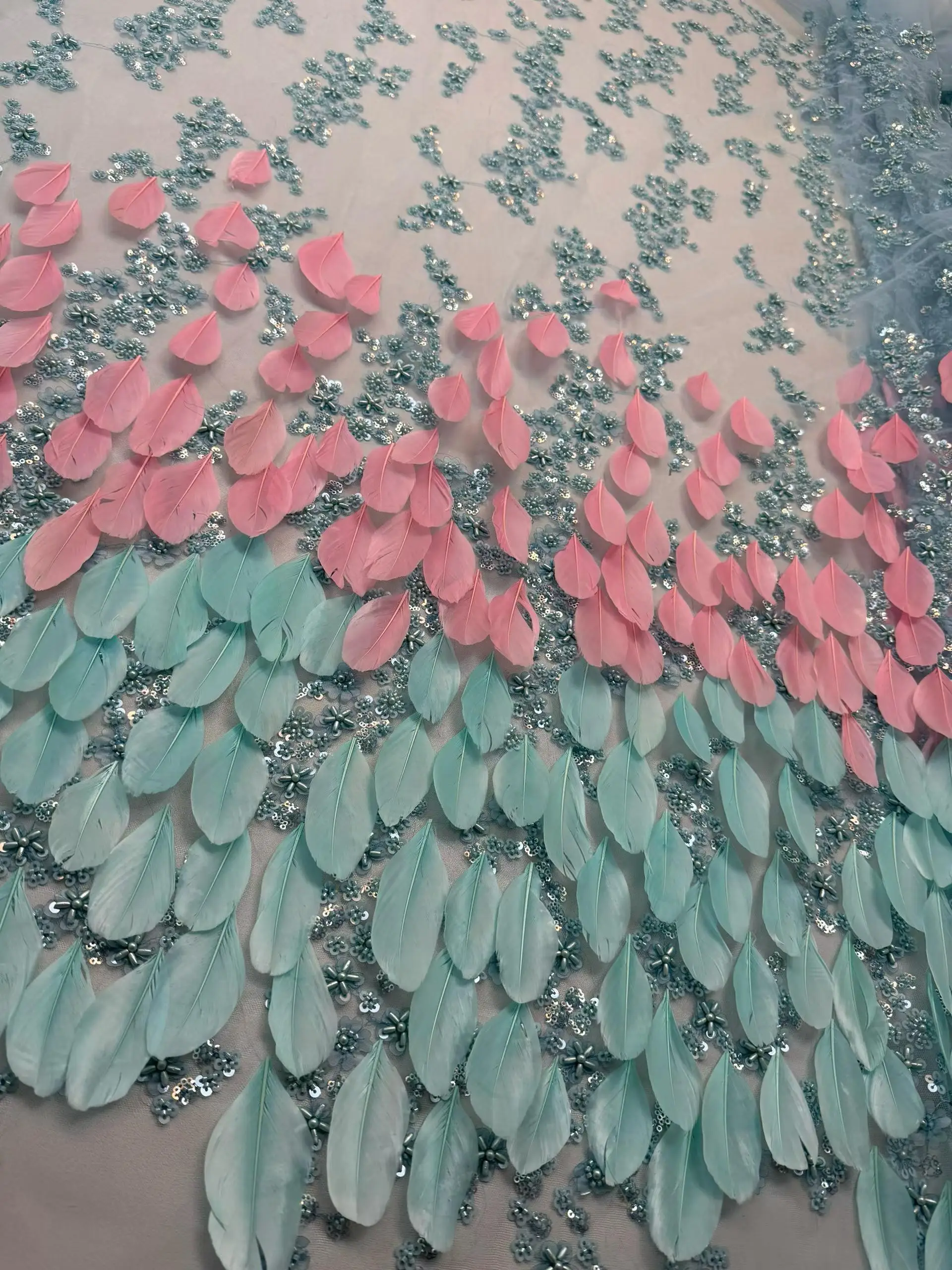 

Элитная ткань с ручной вышивкой бисером и кружевом, свадебная ткань класса люкс, французские и нигерийские пайетки и бисер, вышитые на тюле, 5 ярдов