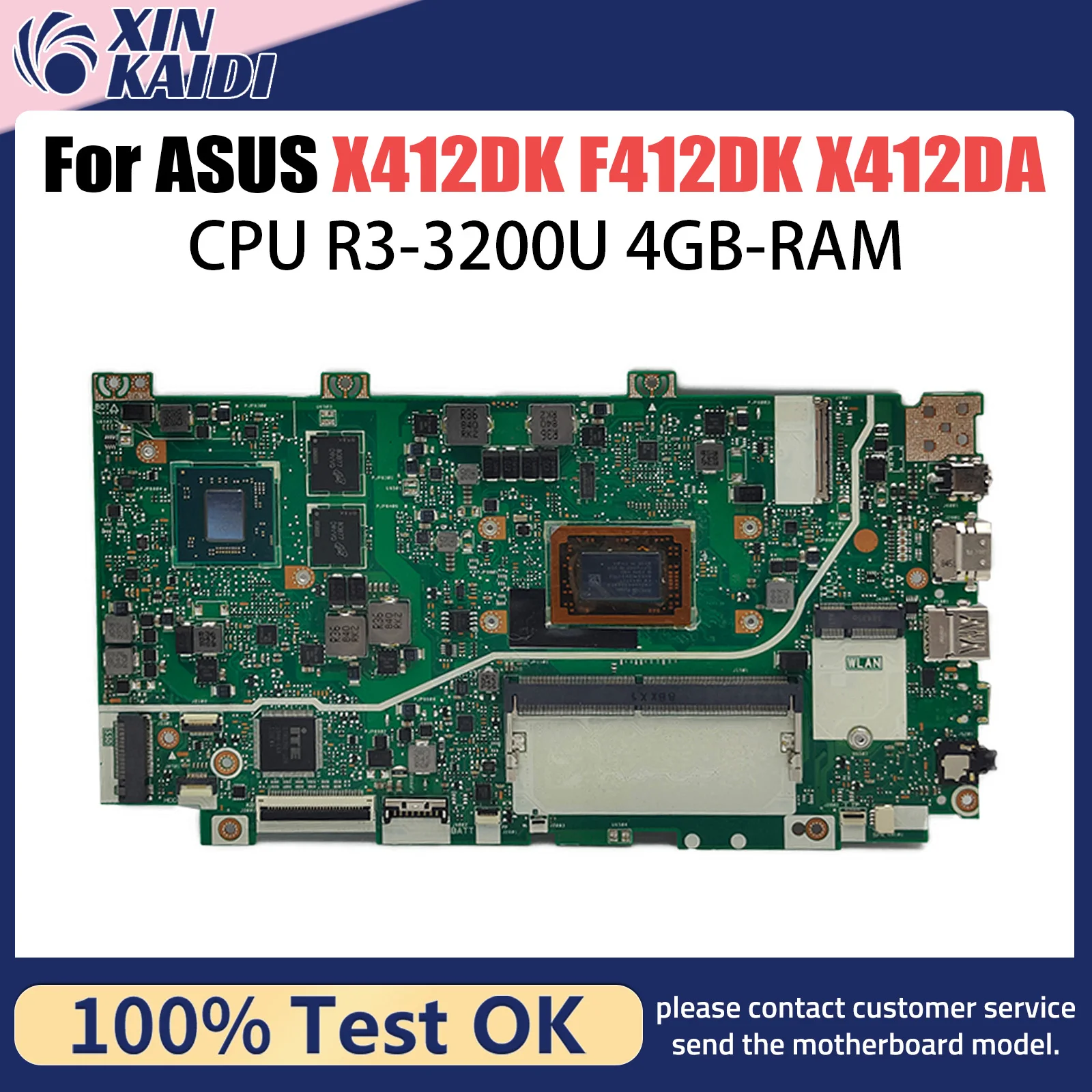 X412DK Mainboard For ASUS R412DA F412DA A412DA A412DK F412DK X412DA Laptop Motherboard R3-3200U 4GB/RAM V2G