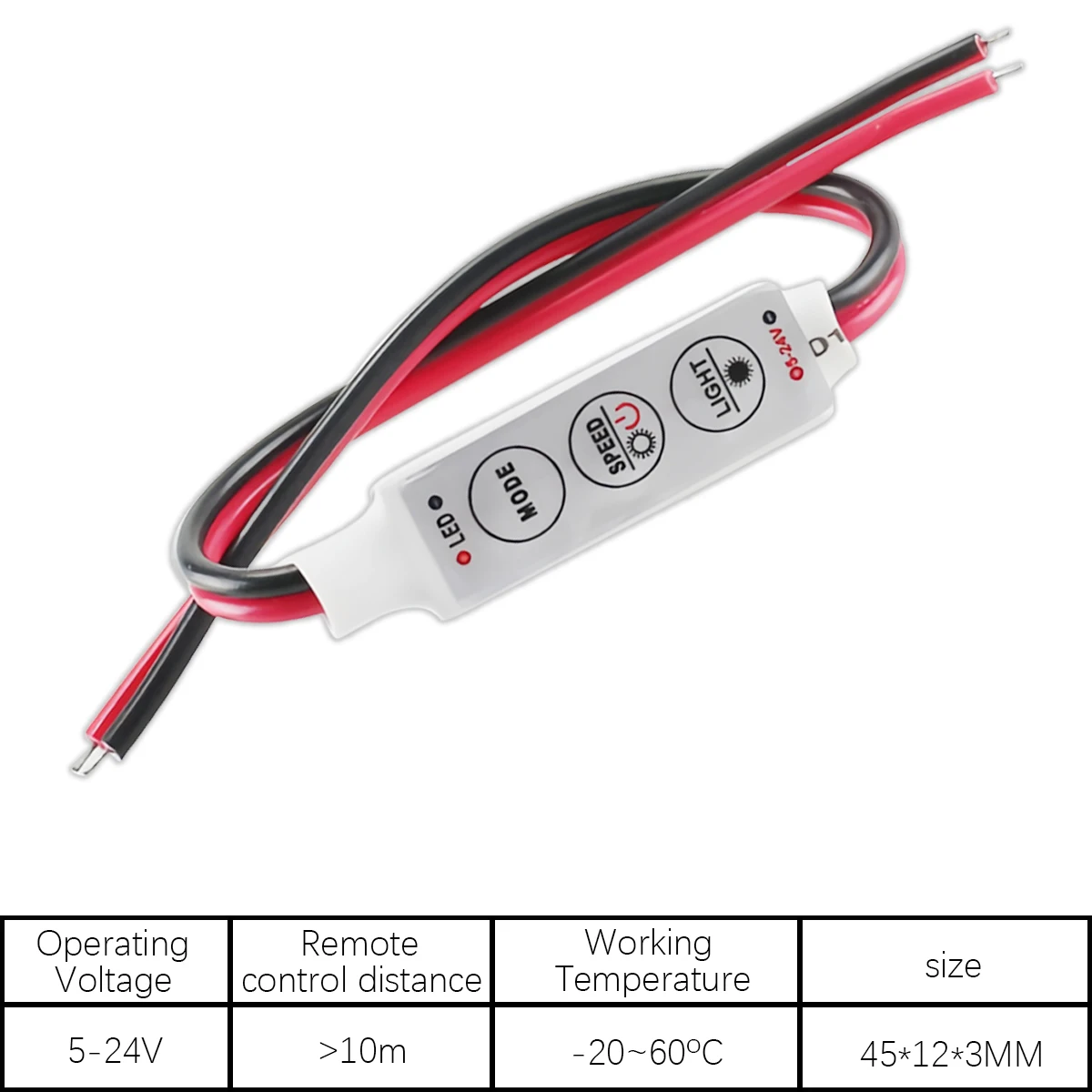 Controller LED monocolore per carichi pesanti - Dimmer a 3 pulsanti per strisce 5050 con effetti dinamici