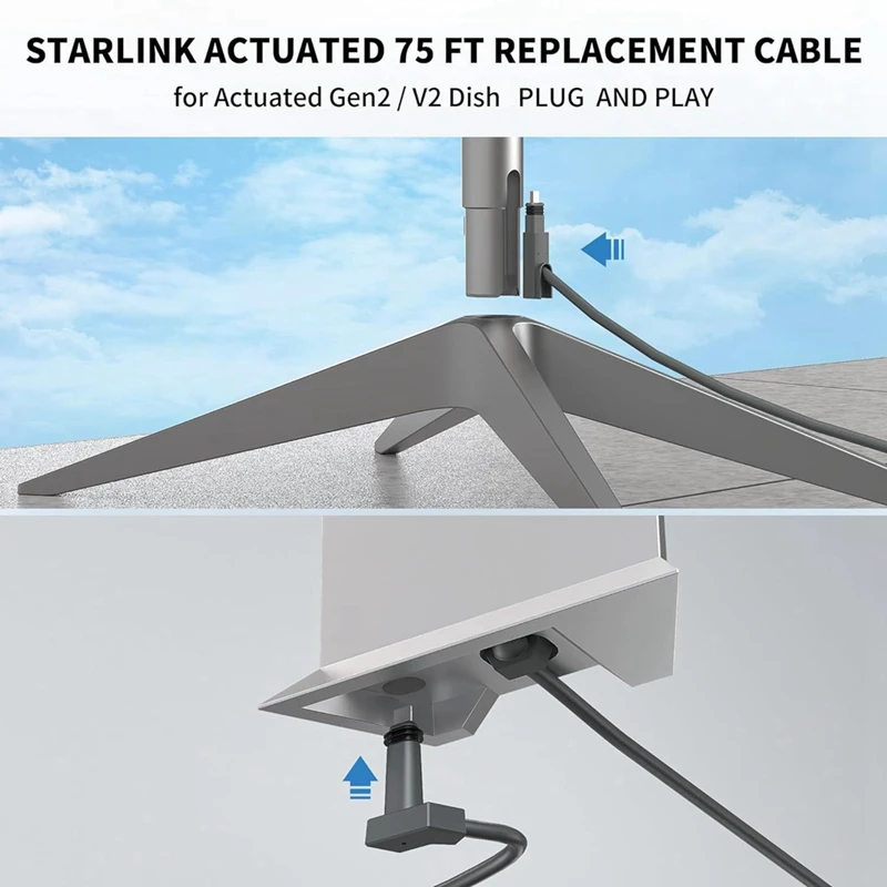 Imagem -04 - Cabo de Substituição para Satélite Retangular Starlink Cabo v2 1000mbps 33 ft Interior Exterior Resistente ao Calor Durável