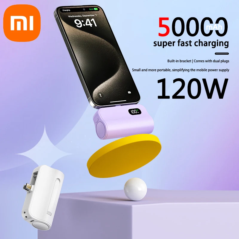 Xiaomi Capsule Power Bank 50000mAh Pocket Power Bank 120W Fast Charge Portable Mini Power Bank Suitable for iPhone and Android