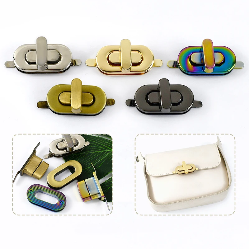 

2/5Pcs 34x16/42x17mm Metal Package Lock Buckle Rotating Buckles Handbag Closure Clasp Wallet Decor Clasps DIY Bags Accessories