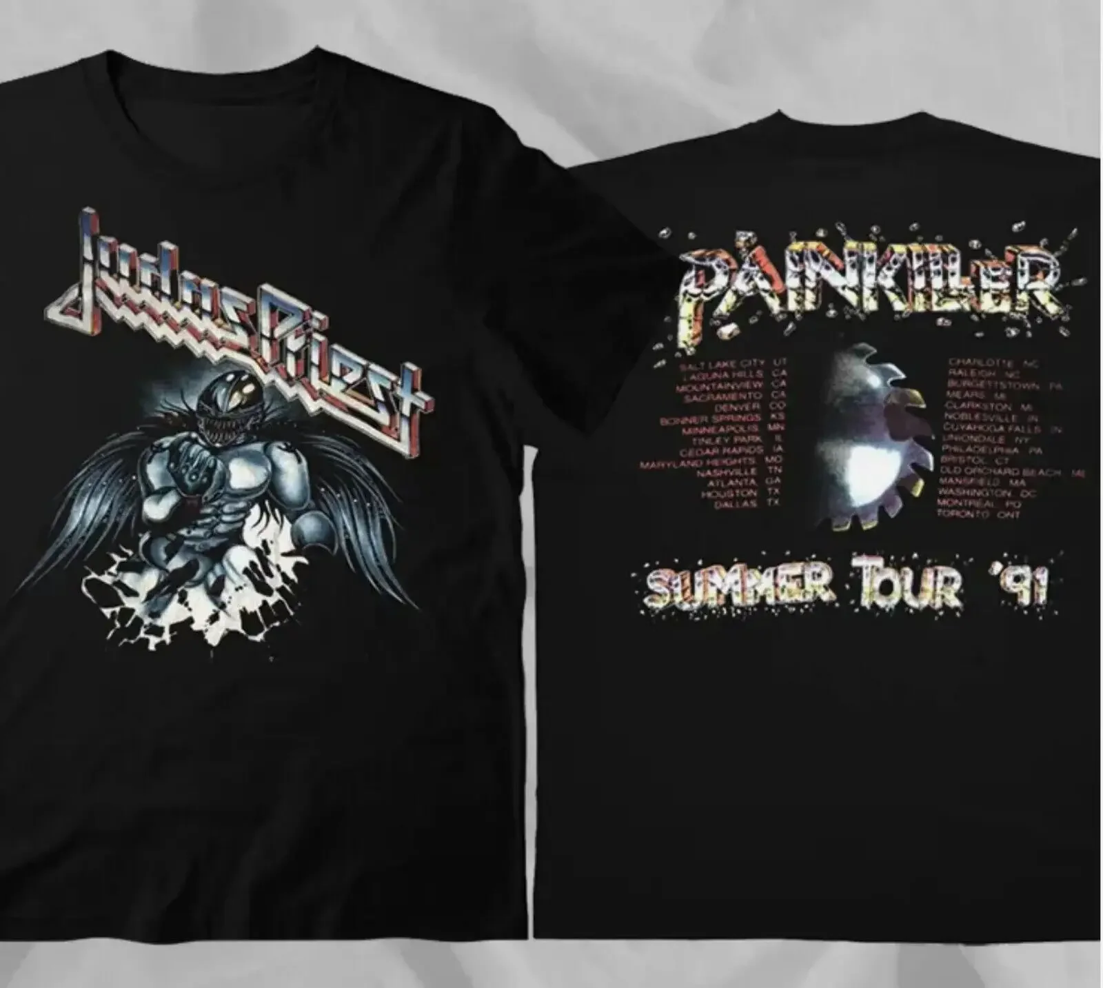 Judas Priest Painkiller 1991 Summer Tour Double Sided T-Shirt Cotton Allsizes