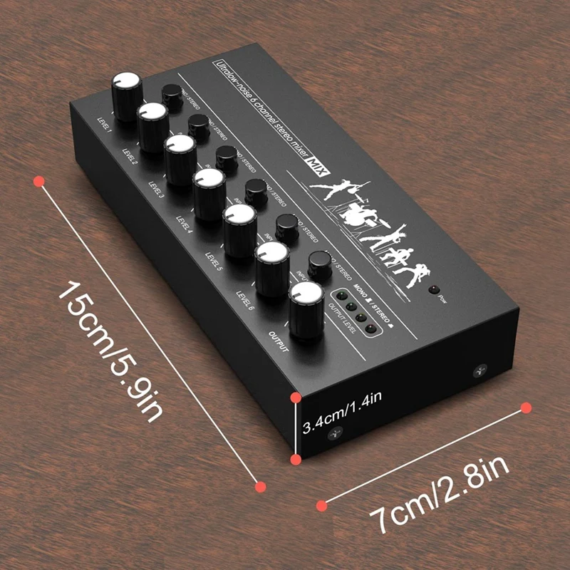 Mini Stereo Audio Mixer 6 Channel Microphone Mixer Instrument Expander For Guitar/Electric Keyboard/Amplifier/Speaker