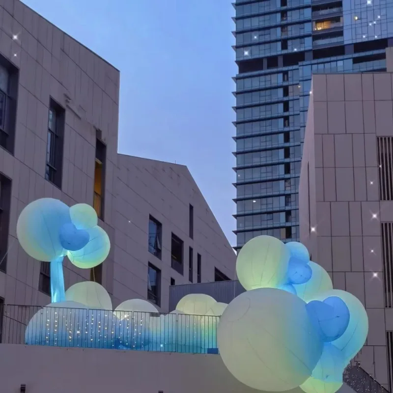 Inflatable White Cloud Helium Balloon Hanging Air Cloud Shape Models for Party Event Decoration view 4