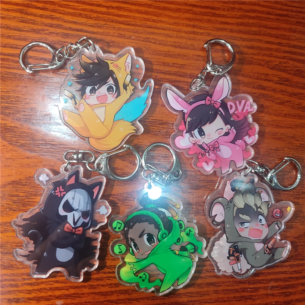 Game OW Reaper Gabriel Reyes Lúcio D.Va JunkRat Cosplay Keychain Badge Accessories Key Chain Cartoon Pendant Xmas Gifts