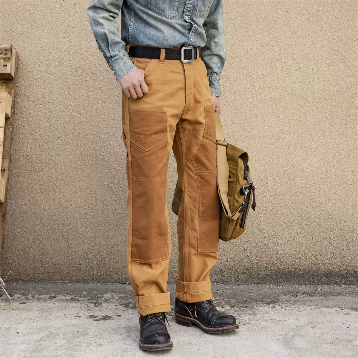 

Red Tornado Two-Tone Derrickman Overalls Rugged 14oz Duck Canvas Men's Work Pants