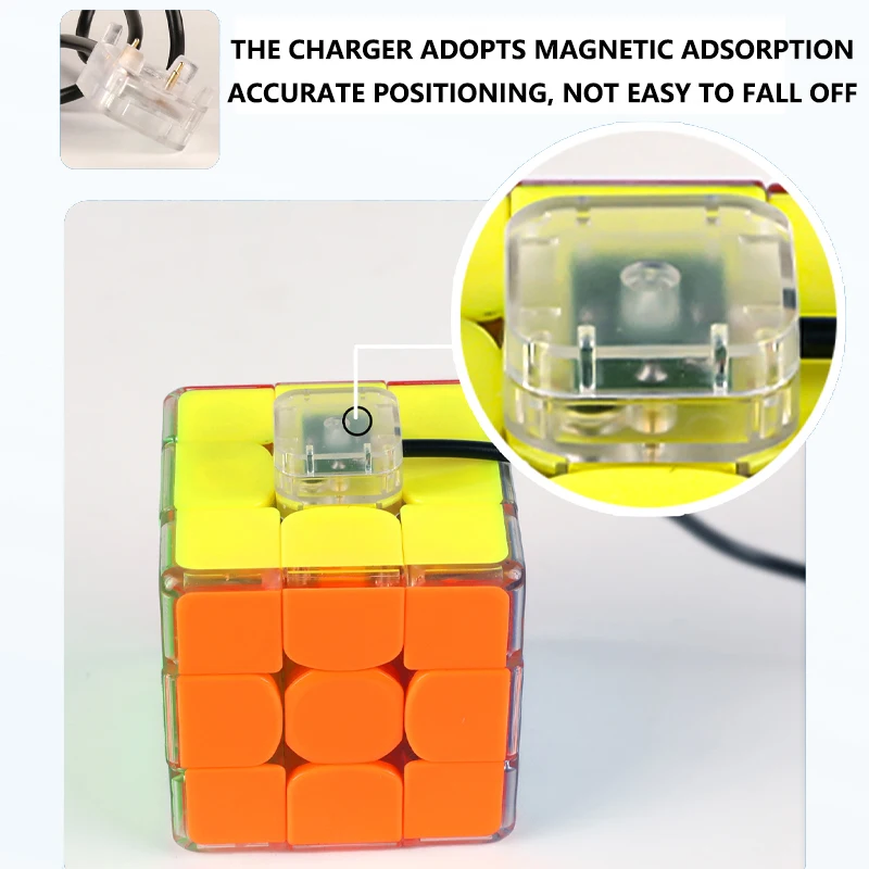 Sengso Light Up Cube 3x3 مكعب سرعة مغناطيسي بدون ملصقات، مكعب LED قابل لإعادة الشحن، ضوء نابض بالحياة للأطفال وهدية عيد ميلاد إبداعية