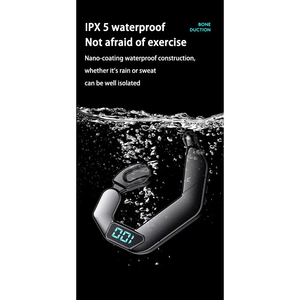 العظام التوصيل الأذن سماعة أذن خطافية بلوتوث-متوافق V5.2 سماعة رأس صوت مجسم لاسلكية مع هيئة التصنيع العسكري Led واقي أذن رياضي للهاتف