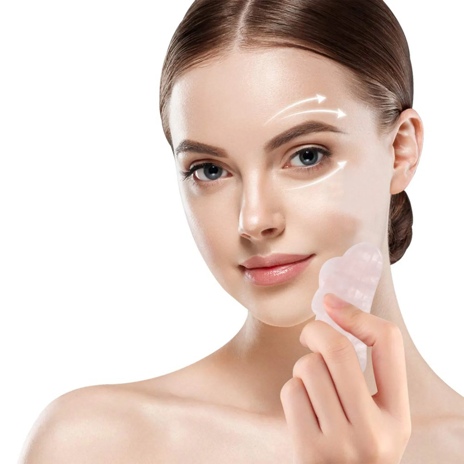 

Pink Crystal Scraping Board Facial Massage Tool Natural Crystal Supplies Smooth Texture Portable Wing Shape For