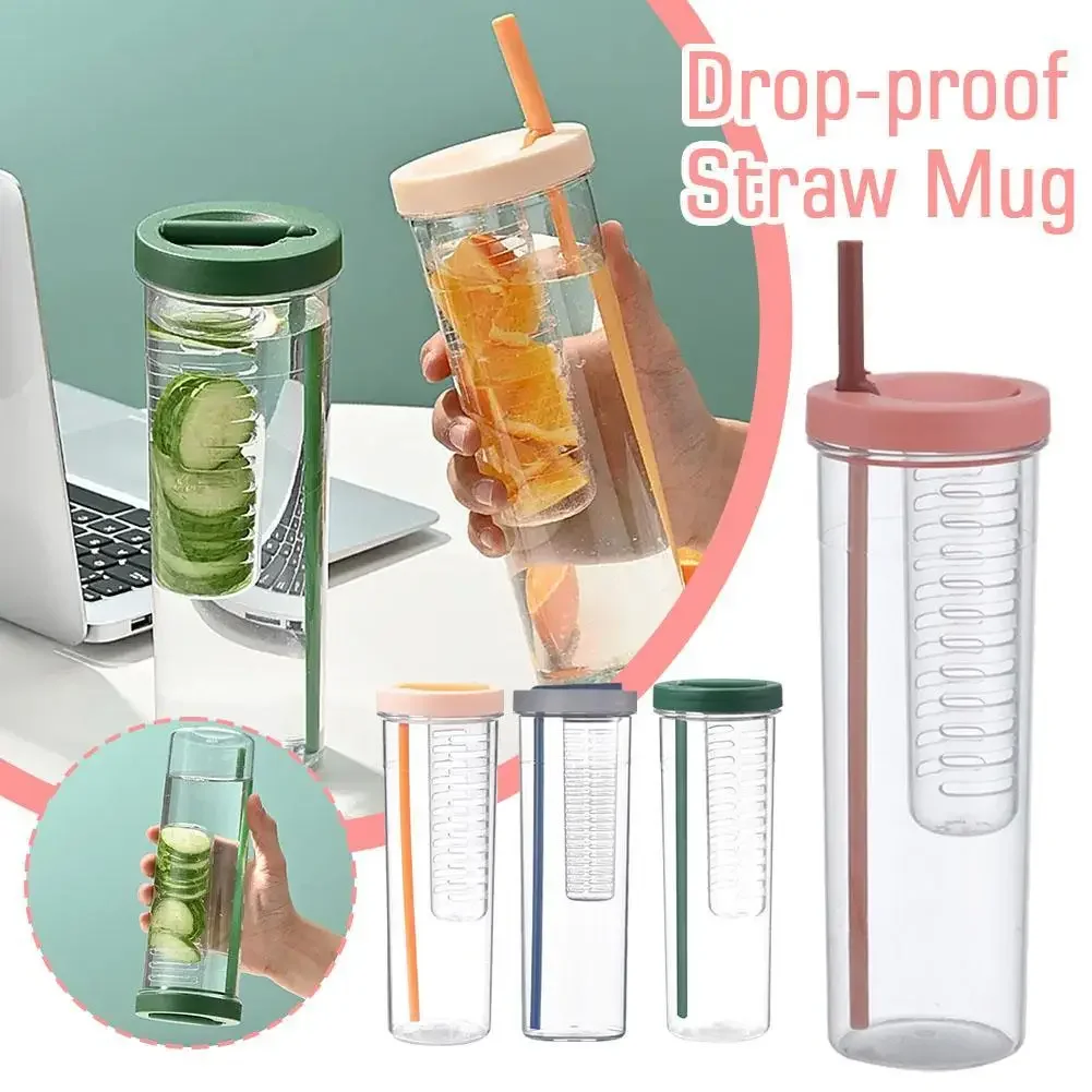 Water Bottle Modern Tumbler Straw Bottle Travel Mug 700ml Large Capacity Gifts for Students Girls Transparent Drinking Bottle