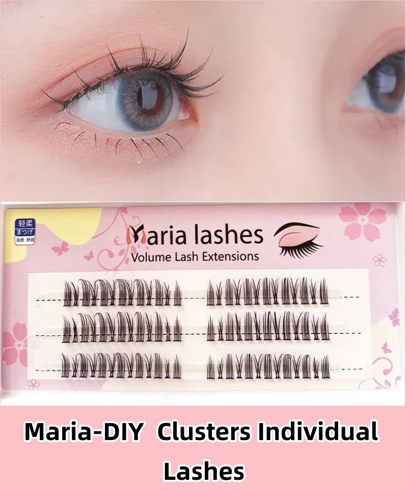 MARIA Individual Eyelashes DIY Eyelash Clusters Natural Fake Eyelashes Lash Clusters Manga Lashes Newbie Daily Eyelashes Makeup