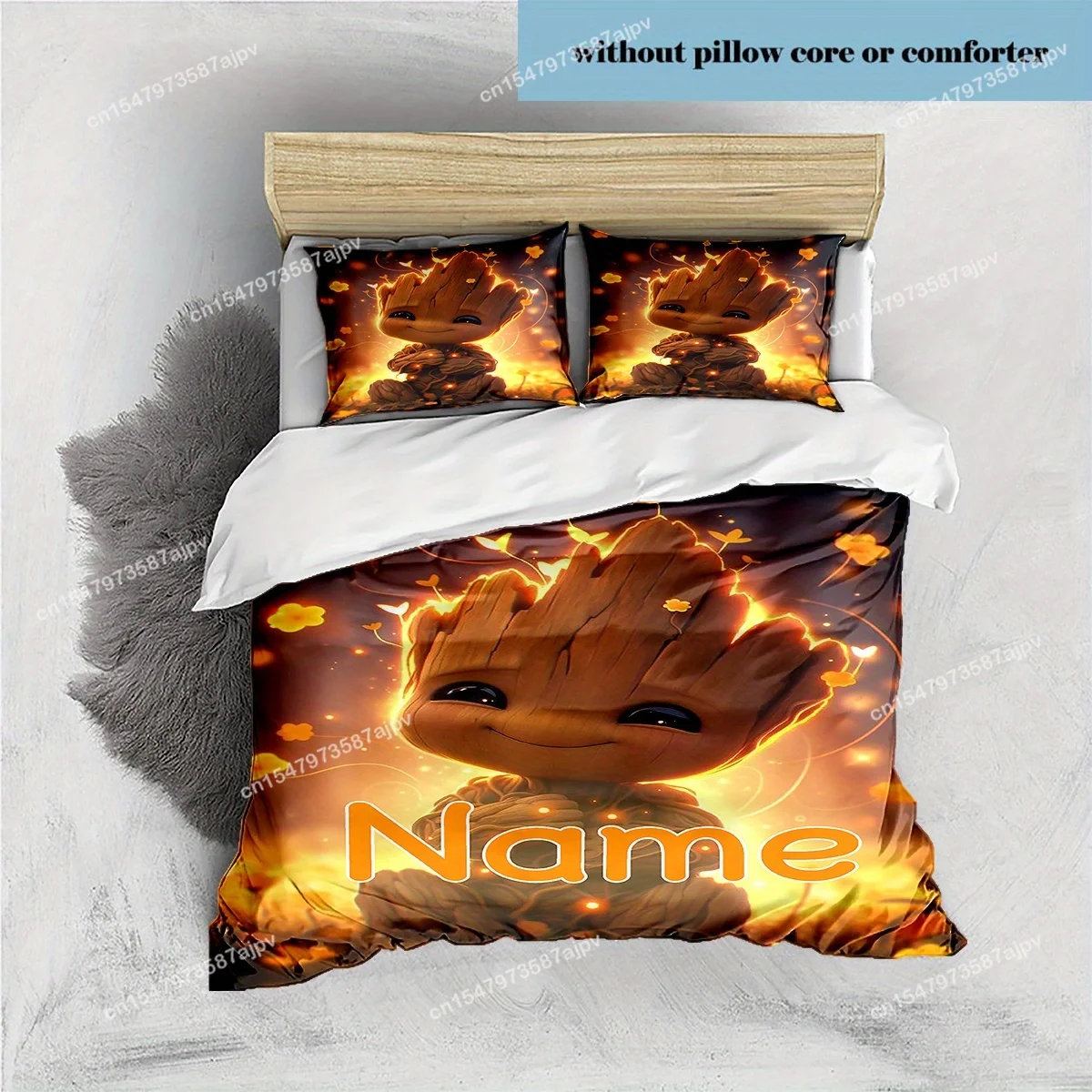 Personalized Duvet Custom Cute Groot Bedding Set King Twin Double 3 Piece Polyester Duvet Cover Set Christmas Gift Decor-QIANG