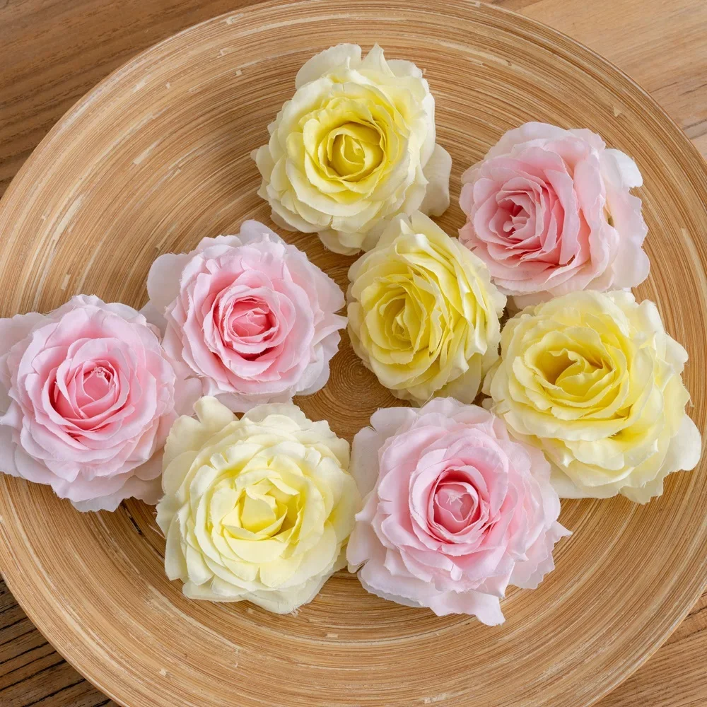 Fake Flowers Rose Heads Simulated Flowers and Green Plants Wholesale Wedding Decoration Crafts Flores Artificiales