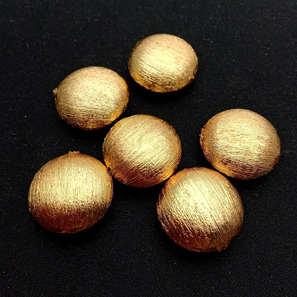 Wholesale 10  PCS 21mm Copper Coin Shape Brushed Bead Gold Plated DIY Findings