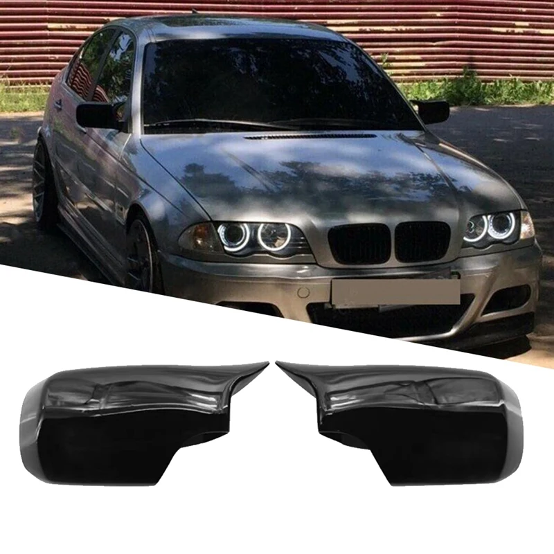 Car Carbon Fiber Pattern Ox Horn Rearview Side Mirror Cover For BMW 3 Series E46 1998-2005 5 Series E39 1995-2004 Replacement