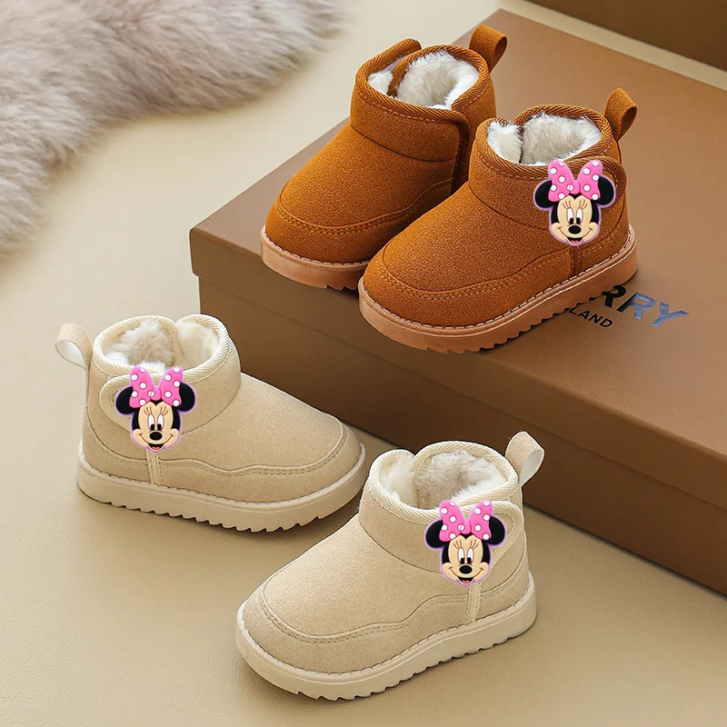 

Mickey Mouse Minnie Baby Cotton Shoes Winter Fleece Warm Soft Sole Baby Casual Shoes Disney Toddler Shoes for Boys and Girls