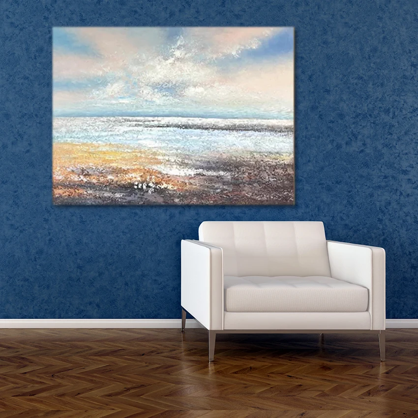 1pc Sea Beach Landscape Canvas Print Unframed Wall Art Coastal Ocean Waves Scenery Modern Sky Seascape Poster for Home Decor