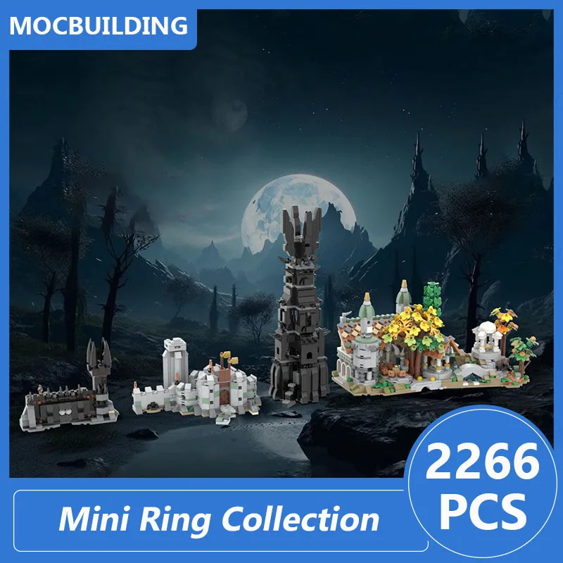 Black Gate & Battle of Helm's Deep & Tower of Orthanc & Rivendell Model Moc Building Blocks Assemble Bricks Mini Collection Toys