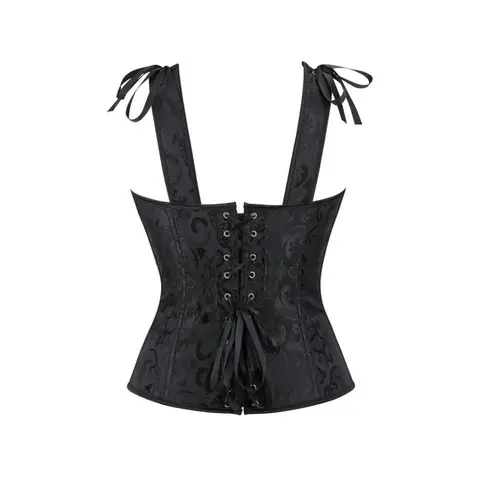 Imagen 2 del producto Corsé negro con doble correa para el hombro para mujer, moldeador de cintura y soporte para el pecho