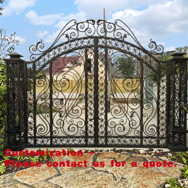 

custom.Fashion Design Modern Iron Main Gate with Automatic Swing Opening Customized Wrought Iron Exterior Garden Gate House