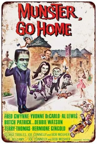 1966 Munster Go Home Movie Vintage Look Reproduction Metal sign 8 x 12