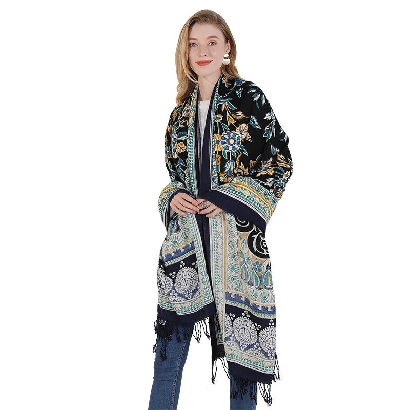 

DANA XU New 100% Pure Merino Wool Poncho Winter Large Scarf Pashmina Shawl Bandana Neck Wraps For Women