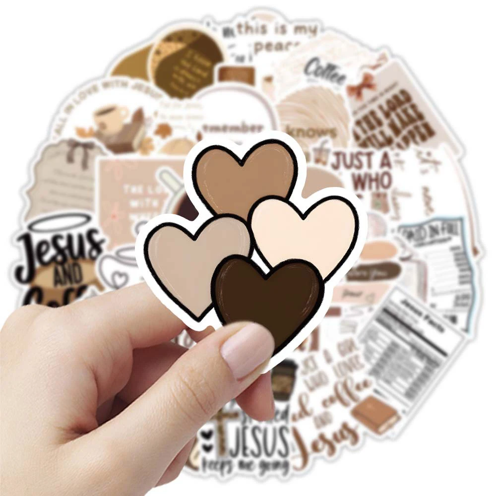 

10/30/50pcs Retro Art Jesus and Coffee Stickers Cartoon Motivational Phrases Decals DIY Skateboard Guitar Helmet Vintage Sticker