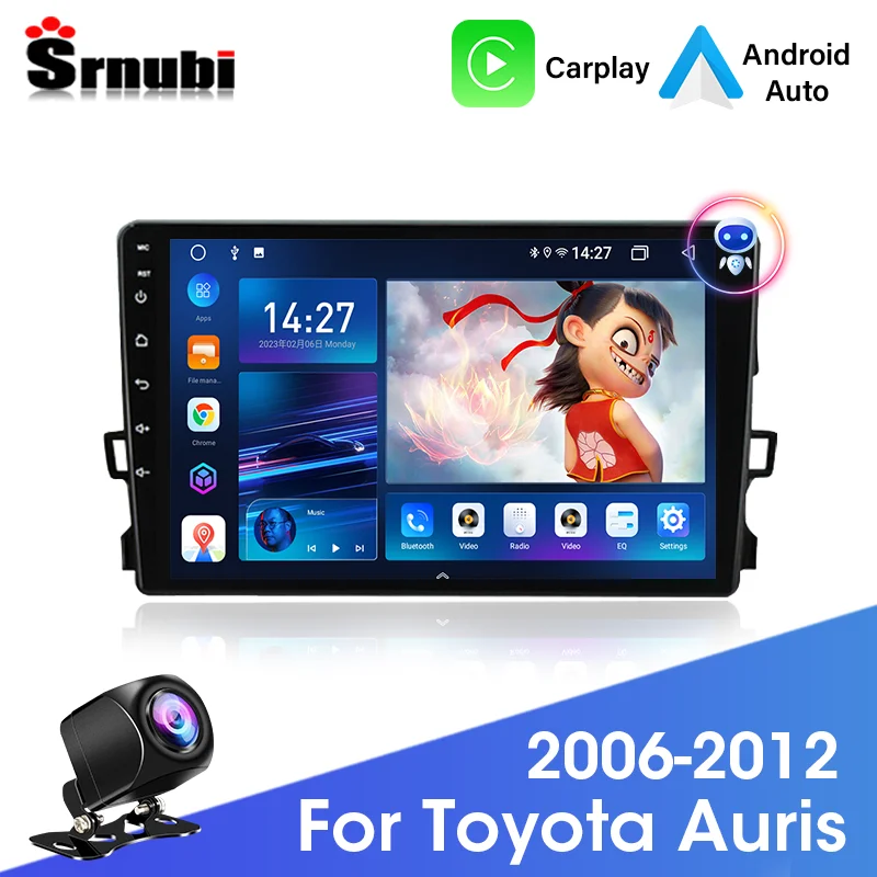 

Srnubi 2 Din автомагнитола для Toyota Auris E150 2006 2007 2008 2009 2010 2011 2012 мультимедийный плеер Android 12 Carplay DVD