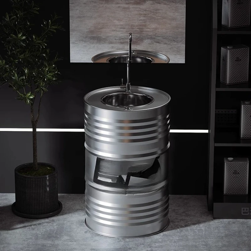 

Industrial wind oil drum wash table Creative commercial locomotive auto repair shop Toilet bar Cleaning toilet wash basin