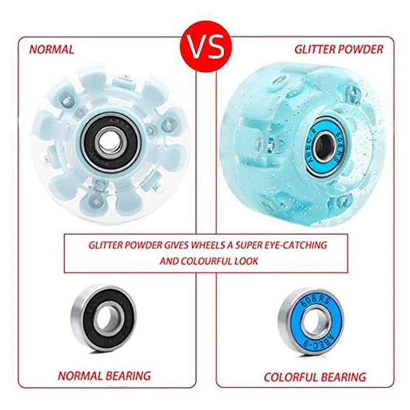 

Светящиеся колеса для скейтборда, 8-компонентные блестящие колеса для роликовых коньков, светящиеся колеса для роликовых коньков