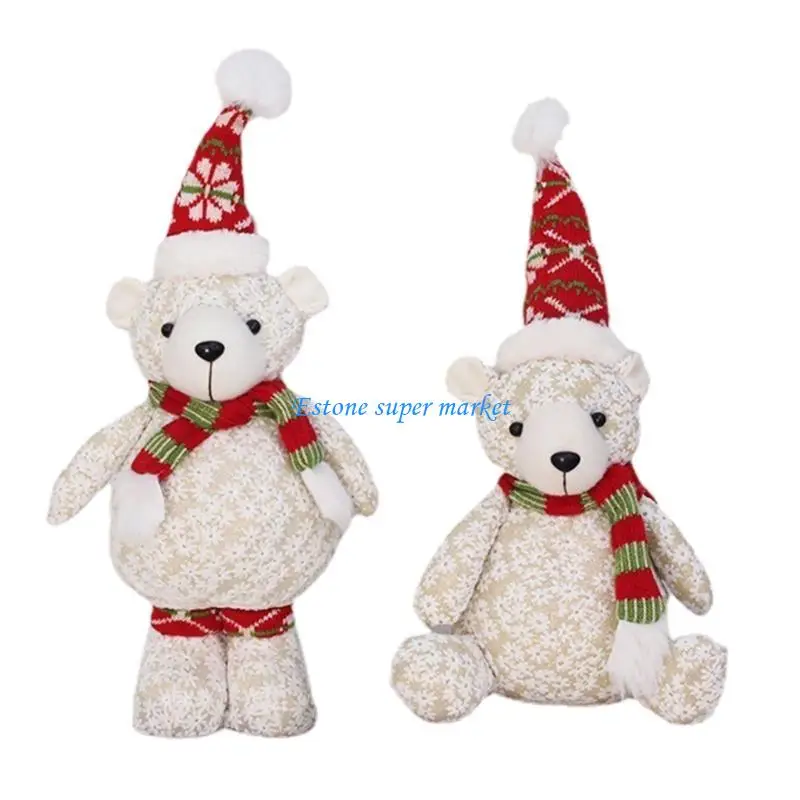 

090B 15/16’’ Simulation Bear for Doll House Decor Christmas Holiday Home Tabletop Dec