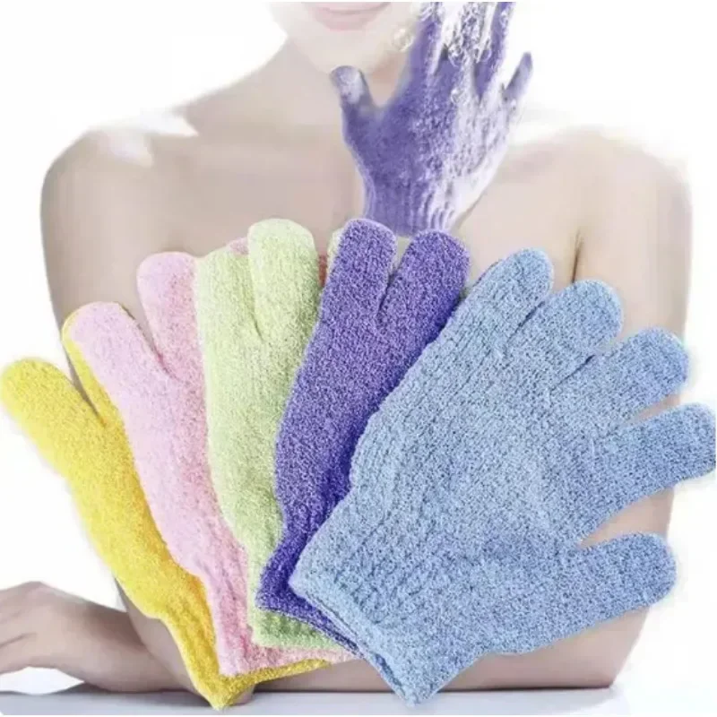 Five Fingers Bath Gloves Exfoliating Mitt Glove Scrub Body Massage SPA Foam Back Bathing Cleaning Gloves Bathroom Accessories